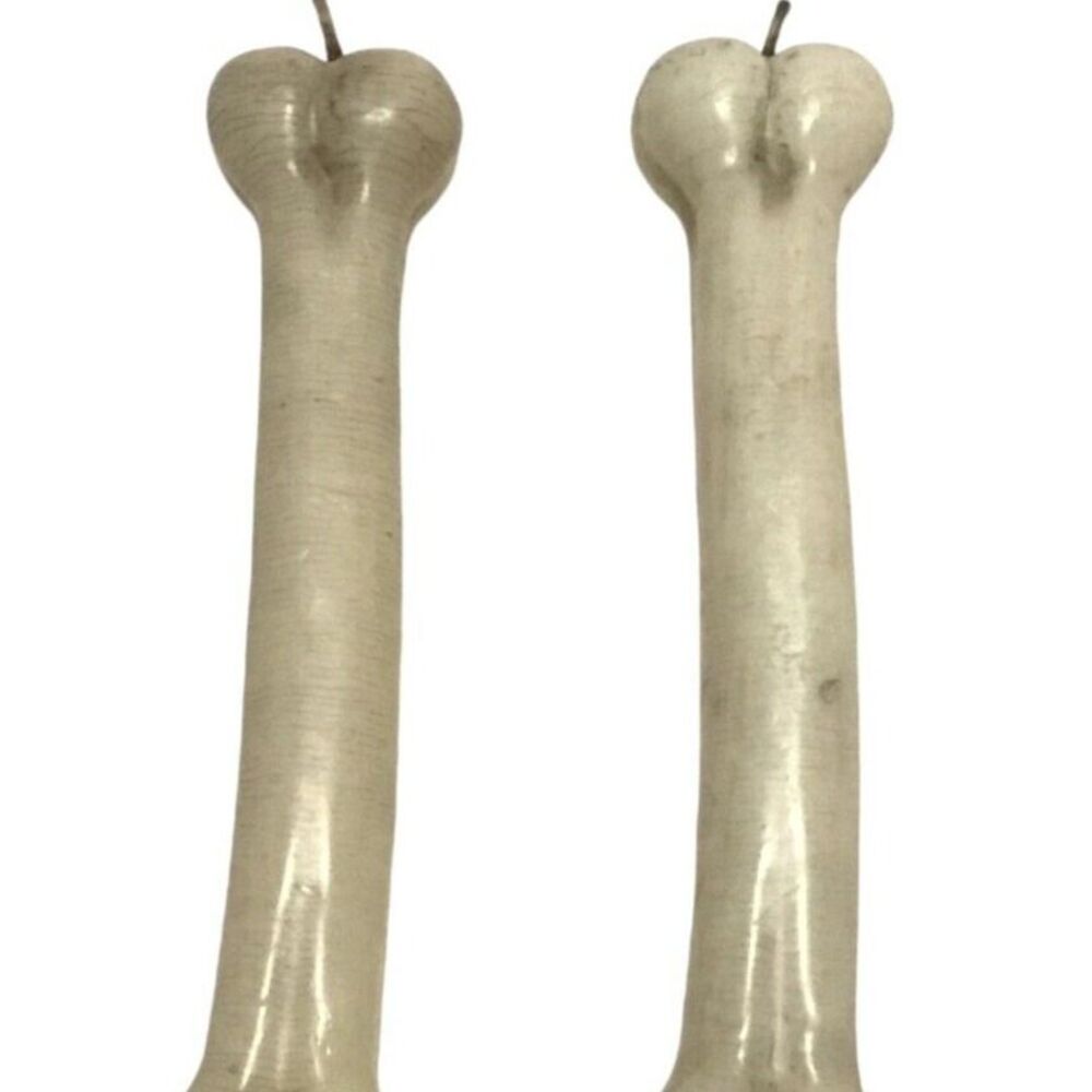 Halloween Sculpted Candles Skeleton Bones 8" Tapers Spooky Creepy 80s Vintage